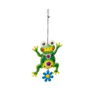 True Living Outdoors Hanging Decor Colorful Whimsical Frog Flowers Polka Dots